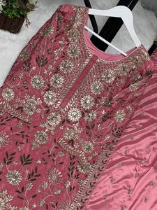 Ensemble Palazzo en Soie Crêpe Naturelle Brodé de Qualité Supérieure, Tenue Élégante pour Mariage et Cérémonies, Ensemble Kurti avec Dupatta - Product Image 5