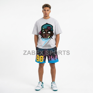 Ensemble de vêtements d'été pour hommes, t-shirt en coton décontracté à imprimé graphique et short de sport, vêtements de rue haut de gamme pour hommes - Product Image 6