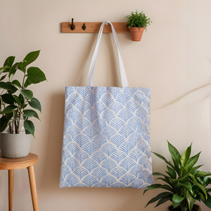 คอลเลคชั่นล่าสุด ดีไซน์ใหม่ กระเป๋าช้อปปิ้งผ้าฝ้ายรีไซเคิล 100% พิมพ์ลาย สำหรับผู้ซื้อจำนวนมาก ผู้ส่งออกกระเป๋าผ้าฝ้ายในอินเดีย - Product Image 1