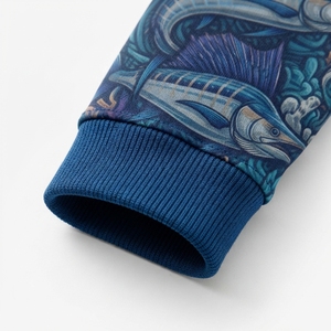 Chemise de pêche à manches longues pour homme, imprimé transfert thermique motif poissons marins, UPF 50, respirante, séchage rapide, polyester, taille adulte - Product Image 5