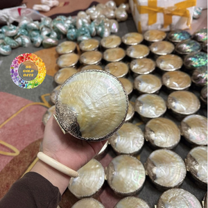 <b>Abalone</b> <b>Shell</b> Jewelry Box Organizer Round Red Velvet for Rings Necklaces Storage <b>Abalone</b> <b>Shell</b> Jewelry Box Round Shape - Product Image 6