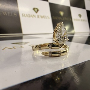 IGI Certified Diamond <b>Custom</b> Engagement <b>Rings</b> 1CT Pear Cut CVD Lab Diamond <b>Ring</b> 14K Real Gold Lab Grown Diamond <b>Ring</b> - Product Image 2