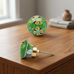 Pomo de Cerámica Redondo Verde Floral para Cajón, Tirador Moderno para Muebles de Cocina, Diseño Duradero para Dormitorio y Sala de Estar - Product Image 1