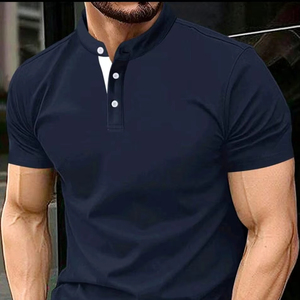 Chemise décontractée d'été à manches courtes en jersey de polyester de haute qualité, anti-boulochage, coupe régulière, service OEM personnalisé - Product Image 1