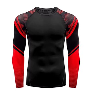 เสื้อรัดรูปแขนยาวสีแดงสำหรับผู้ชาย แห้งเร็ว เหมาะสำหรับออกกำลังกาย - Product Image 4