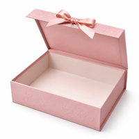 Boîte cadeau personnalisée avec ruban rose, emballage en papier rigide de luxe, boîte pliante à fleurs en relief, vente en gros