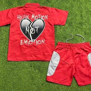 Custom <b>Men's</b> Nylon Windbreaker Zipper <b>Jacket</b> and Shorts Set Embroidered Water Resistant Tracksuit - Product Image 2