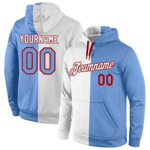 Custom Stitched White Light Blue Gold Split Sport <b>Pullover</b> Hoodie Personalized Team Name Number Sweatshirt for <b>Men</b> Women Apparel - Product Image 4