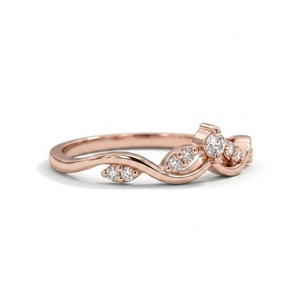 เครื่องประดับชั้นดี ทองคำ 14K 18K โรสโกลด์ เพชรทรงกลมสี E คุณภาพ VS เพชรเลี้ยงในห้องปฏิบัติการ แหวนแต่งงานรูปมงกุฎโค้งดีไซน์พิเศษ แหวนซ้อนสำหรับเจ้าสาว - Product Image 5