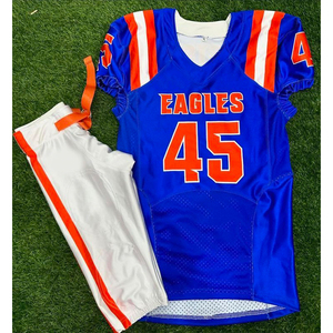 Vêtements de sport personnalisables, imprimés par transfert thermique, 100% polyester, séchage rapide, manches courtes, uniforme de football américain pour hommes, faible MOQ - Product Image 6