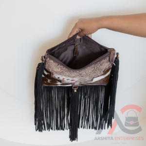 กระเป๋าหนังวัวลายดอกไม้ทำด้วยมือกระเป๋าสตางค์ผู้หญิงแบบพับสองพับ - Product Image 5