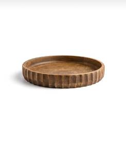 Rustic mango wood round platter tray ideal <b>for</b> serving fruits desserts snacks stylish natural wooden <b>kitchen</b> <b>decor</b> <b>item</b> - Product Image 3