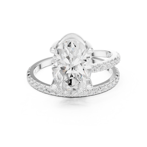 Anillo de compromiso y aniversario clásico de doble banda Aries Jewel con diamante ovalado de 3 CT cultivado en laboratorio, oro macizo de 14K y 18K - Product Image 6