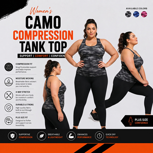 Custom OEM Women Camo Compression Tank Top Racerback Sports <b>Singlet</b> Top Ladies Quick Dry Training Vest Yoga Sleeveless Top Women - Product Image 4