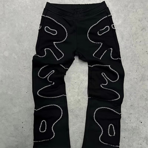 Ensemble de survêtement pour homme en coton épais de qualité supérieure avec strass, comprenant un sweat à capuche et un pantalon de jogging, design scintillant avec strass, coupe décontractée, style streetwear - Product Image 5