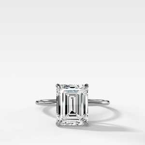 14K 18K Gold IGI 5 Ct Emerald Cut Lab Grown Diamond Engagement Rings Hidden Halo Solitaire Band Women Factory Price Wholesale - Product Image 5