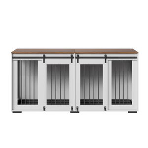 2 Dogs' 72\" <b>Large</b> Dog Crate TV Stand Double <b>Sliding</b> Doors Removable Double Dog Crate Furniture - Product Image 4