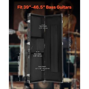 Nero 48.03 rettangolare basso per chitarra custodia rigida impugnatura PVC imbottitura resistente all'acqua strumento musicale duro da 39 46.5 - Product Image 2
