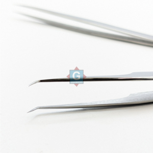 Pinzas para Extensión de Pestañas Hechas a Mano de Alta Calidad, Antiestáticas, con Punta Curva de Acero Inoxidable y Punta Recta, en Color Gris - Product Image 3