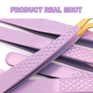 custom <b>box</b> fiber tip eyelash tweezers fiber tip eyelash extension tweezers diamond grip plasma coated eyelash extension tweezers - Product Image 2