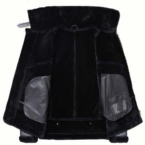 Blouson aviateur en peau de mouton véritable avec col en fourrure, vêtement d'hiver de luxe, manteau en cuir de mouton véritable, blouson aviateur décontracté en fourrure - Product Image 2