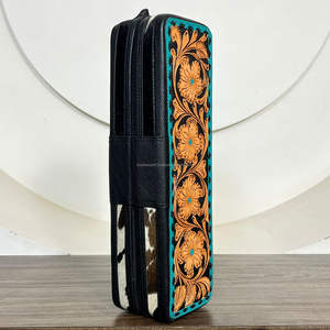 Nuevo Estuche de Piel de Vacuno Hecho a Mano para Rizador de Pelo, con Diseño Floral Occidental, Organizador de Herramientas para el Cabello con Cierres de Cremallera - Product Image 5