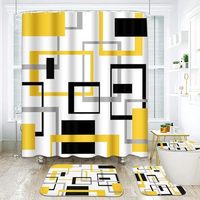 Ensemble de rideaux de douche rayés noir et blanc, rideaux de bain géométriques modernes, décoration de salle de bain, tapis avec tapis de bain, couvercle de toilette