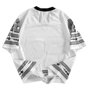Camiseta Oversize de Malla 100% Algodón para Hombre, Cuello en V, Estampado de Fútbol, Estilo Urbano Hip Hop, Estampado de Estrella, Número Personalizado, Tallas Grandes, Venta al por Mayor - Product Image 2
