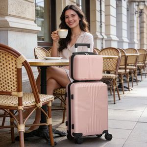 Set di Valigie 2-in-1 in PP Oro Rosa alla Moda, Senza TSA, 12/20 Pollici, con Cerniera, per Viaggi - Product Image 2