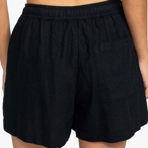 Shorts en coton blancs pour femmes, taille haute, avec taille élastique, coupe ample, style décontracté, couleur unie, poches, tissu tissé - Product Image 5