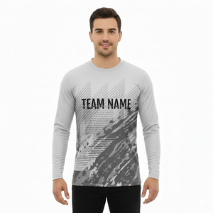 T-shirt décontracté pour homme surdimensionné de haute qualité, manches longues, épaules tombantes, motif, 100% coton, respirant, séchage rapide, col rond - Product Image 3