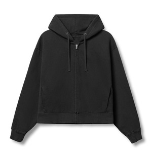 Sudadera con capucha OEM negra de invierno, lisa, teñida, extragrande, con bolsillo oculto, LOGO personalizado, transpirable, para hombre, estilo vintage, streetwear, con cremallera. - Product Image 2