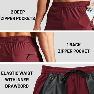 Shorts de course athlétiques pour hommes, séchage rapide, légers, pour la gym et l'entraînement, avec poche zippée et taille élastique - Product Image 2