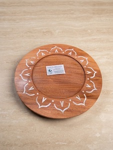 Bandeja redonda de madera de acacia con incrustaciones de nácar, plato para postres de 35 x 35 cm, bandeja de regalo para Ramadán y Eid - Product Image 4