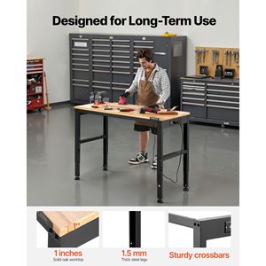 Banco de Trabajo Ajustable de 48 x 20 Pulgadas, Capacidad de 2000 Libras, Resistente, Ajuste de Altura de 28.5 a 38.3 Pulgadas, Mesa de Trabajo para Garaje - Product Image 6