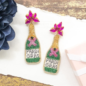 Pendientes de cuentas de semillas para fiesta de Nueva Orleans, con diseño de botella de Nola, para despedida de soltera y Mardi Gras, para mujer - Product Image 2
