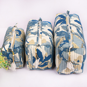 Trousse de Toilette Matelassée Lavable en Gros avec Fermeture Éclair, Pochette à Maquillage Écologique en Toile de Coton, Pochette à Accessoires Double Face pour Cosmétiques - Product Image 2