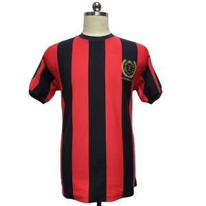 T-shirt de sport teint en coton à col rond Maillot de football Chemises rétro pour hommes - Product Image 1