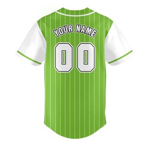 Custom Green Striped <b>Baseball</b> Jersey Men's Short Sleeve Button Front Breathable Regular Fit All Seasons Team Name Sublimated - Product Image 3