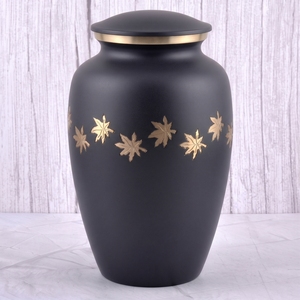 Urna Funeraria de Latón con Diseño Floral Azul y Plateado, Acabado Brillante, para Cenizas Humanas, Recuerdo Funerario y Entierro - Product Image 5