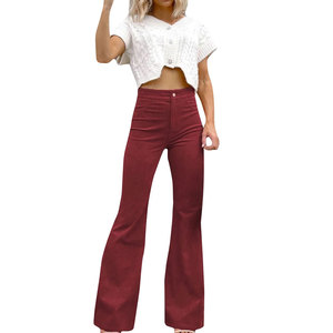 Hot Selling SOLID Color Breathable Women High Waist Flare <b>Pants</b> <b>Summer</b> Women Best Price Wholesale Casual Flared Trousers <b>Pants</b> - Product Image 4