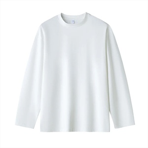 High Quality Full Sleeve T Shirt for Men 100% Cotton Plain Clothes Fashion Men's Breathable Round Neck <b>Long</b> Sleeve Men's Shirts - Product Image 2