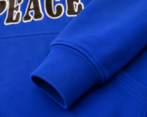 เสื้อฮู้ดซิปผู้ชายสีน้ำเงิน ผ้าฟลีซคอตตอนพิมพ์ลายโลกแห่งสันติภาพ ทรงโอเวอร์ไซส์ สวมใส่สบายๆ สำหรับฤดูใบไม้ร่วง - Product Image 3