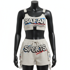 Conjunto de Bikini para Mujer, Algodón GSM, Poliéster, Felpa Suave y Elástica, Color Beige, Estilo Deportivo, Impresión de Pantalla, Logotipo Personalizado - Product Image 6