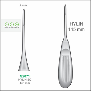 MELPEX BEAUTY INSTRUMENTS G2057 Élévateur dentaire à pointe droite 2,0 mm en acier inoxydable 420, manche creux 140 mm, autoclavable - Product Image 2