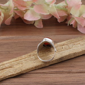 Bague Vintage en Argent Sterling 925 avec Onyx Rouge Pointillé pour Hommes et Femmes, Bijou Artisanal en Onyx, Style Rétro, pour Mariage, Vente en Gros - Product Image 5