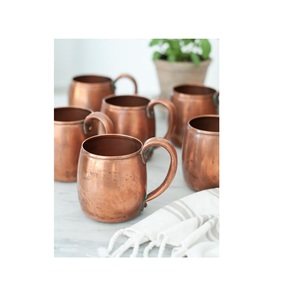 Tasses en cuivre rustiques faites à la main, tasses à boire en métal, finition vintage, accessoires de service pour la maison, le bar, la cuisine, le restaurant - Product Image 5