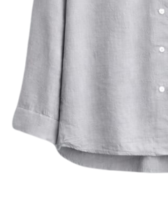 Ensemble deux pièces décontracté pour femme : chemise gris clair et pantalon gris foncé à jambes larges, en coton et lin, coupe ample, vêtements d'été, OEM - Product Image 5