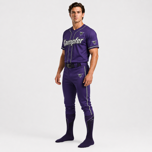Vêtements de sport personnalisés professionnels avec impression par sublimation intégrale, tissu polyester respirant pour l'identité d'équipe, baseball - Product Image 4