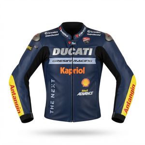 Men’s Rucati Cowhide Leather <b>Racing</b> <b>Jacket</b>/Chaqueta MotoCP Style CE Level 2 Armor Motorcycle Track Riding Protective Gear CE - Product Image 1